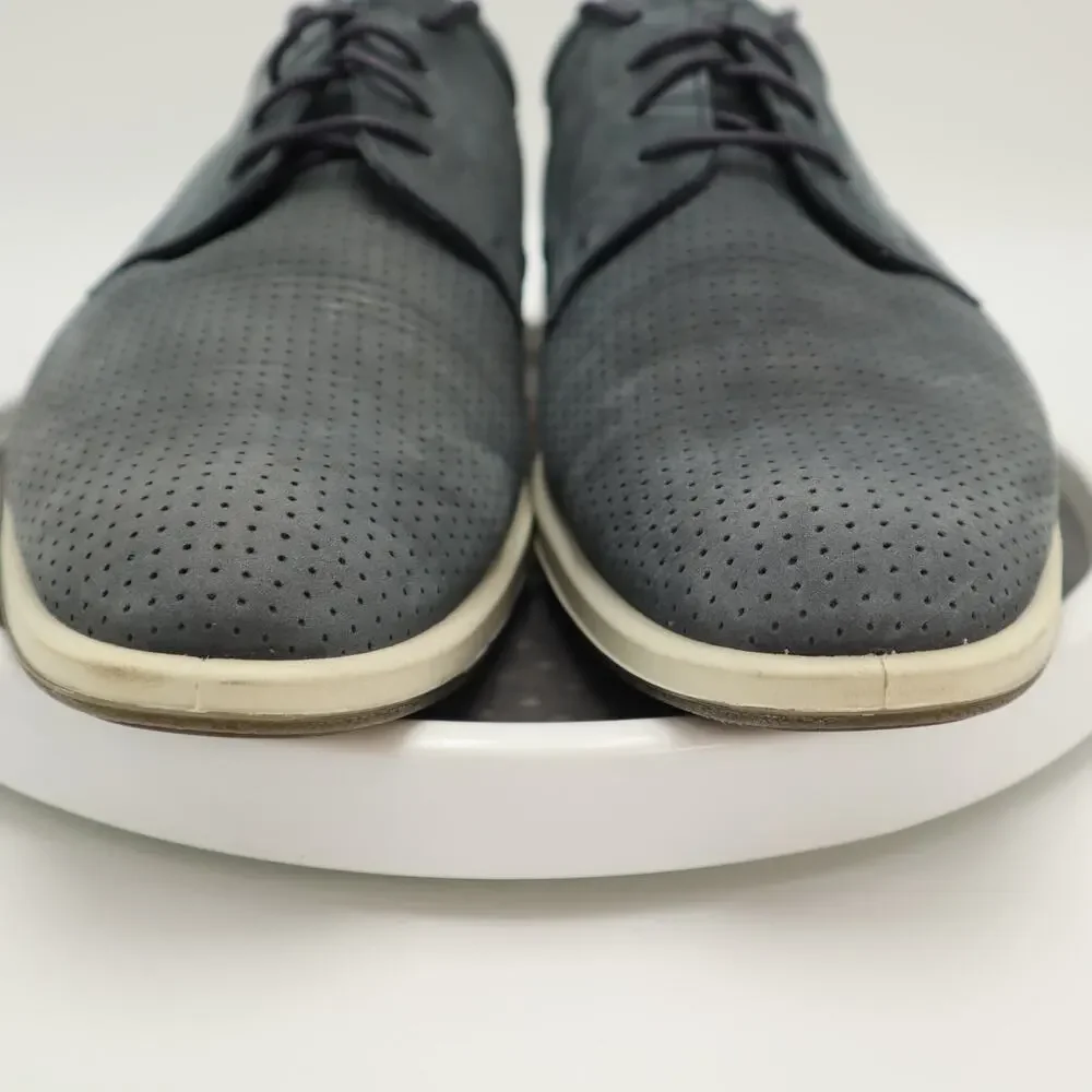 Ecco Jared Modern Tie Mens Blue Leather Shoes Size 10 EU 44 Dress Sneakers